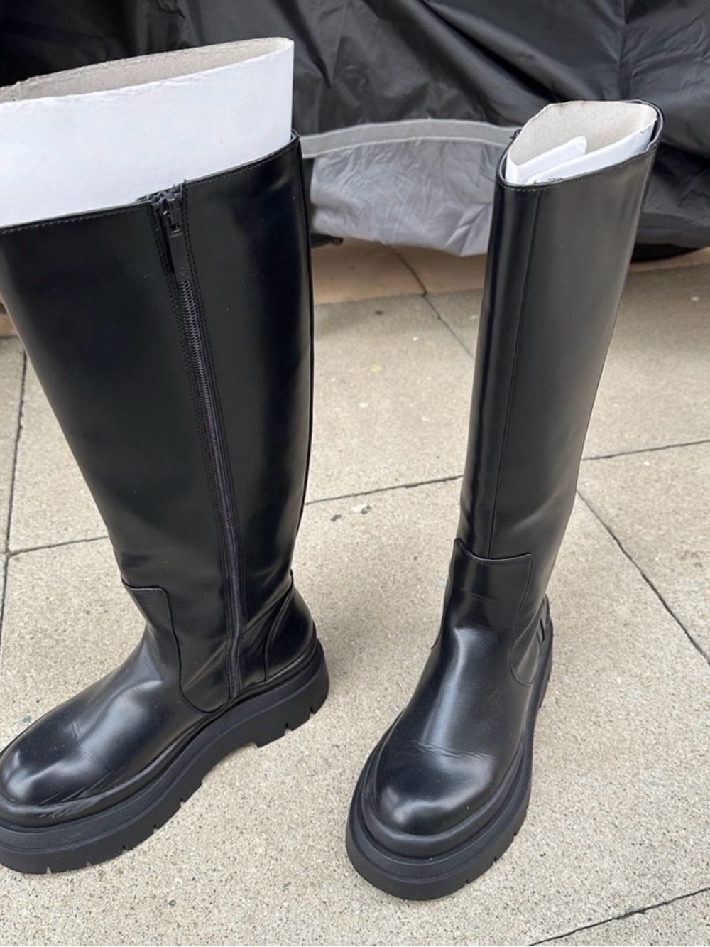 Zara Classic Black Knee-High Platform Boots